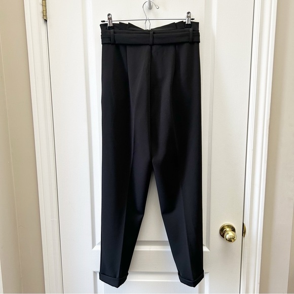 Le Chateau Black High Rise Pleated Tie-Waist Trousers Pants Size 1/2 - Picture 3 of 14